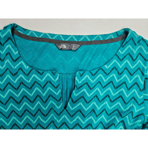 The North Face Dress Women's Medium Belted Blue Zig Zag Midi Long Sleeve - Picture 5 of 5